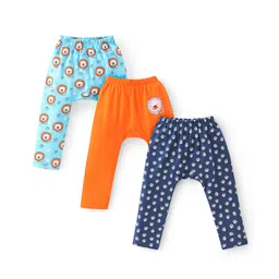 Babyhug Interlock Cotton Knit Full Length Diaper Pants Lion Print Pack of 3 - Multicolor-picture-20