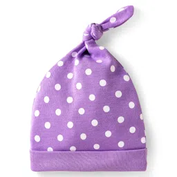 Babyhug Interlock Knit Knot Cap With Polka Dot Print - Purple-picture-17