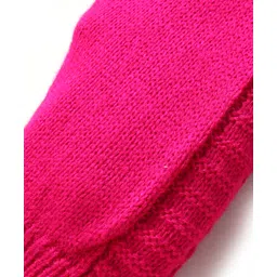 Babyhug Knit Full Length Solid Colour Fleece & Woollen Bottom - Dark Pink image 3