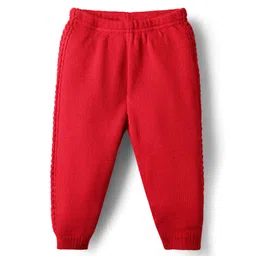Babyhug Knit Full Length Solid Colour Woollen Pant - Red-picture-23