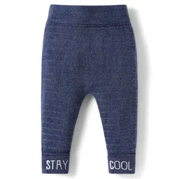 Babyhug Knit Full Length Woollen Pant With Text Embroidery - Blue-picture-21