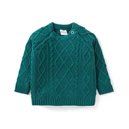 Babyhug Knit Full Raglan Sleeves Pullover Sweater with Cable Knit Design - Teal Blue-picture-38