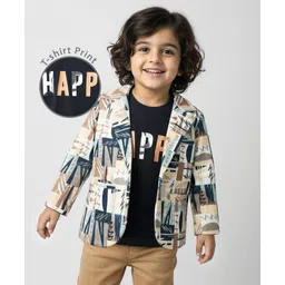 Babyhug Knit Full Sleeves Blazer with Inner Tee & Abstract Print - Multicolor-picture-21