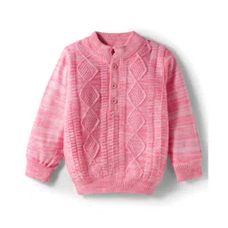 Babyhug Knit Full Sleeves Pullover Sweater with Cable Knit Design - Pink-picture-28