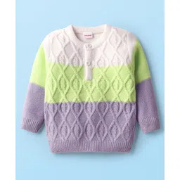 Babyhug Knit Full Sleeves Pullover Sweater With Cable Knit Design - White-picture-18