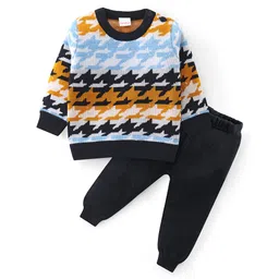 Babyhug Knit Full Sleeves Sweater Set with Aztec Design - Multicolour-picture-21