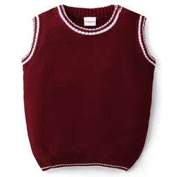 Babyhug Knit Sleeveless Solid Color Pullover Sweater Vest - Maroon-picture-26