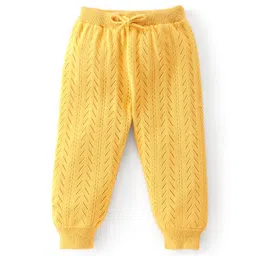 Babyhug Knit  Winter Wear Full Length Pyjama Solid Color - Mustard-picture-12