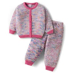 Babyhug Knitted Full Sleeves Co-Ord Sweater Set With Static Design - Multicolor-picture-22