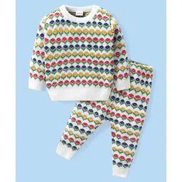 Babyhug Knitted Full Sleeves Pullover Sweater & Pant Set with Floral Design - Multicolor-picture-30