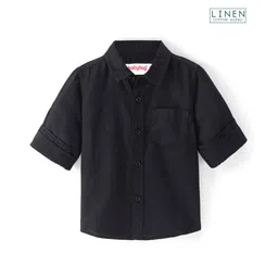 Babyhug Linen Full Sleeves Solid Shirt - Black-picture-17