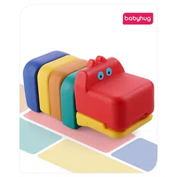 Babyhug Little Hippo Shape Stacking Toy Multicolour - 6 Pieces-image-6