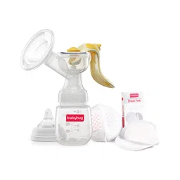 Babyhug Manual Breast Pump with Adjustable Suction and Massage Mode - Yellow & 3D Contoured Disposable Breast Pads - Pack of 6 Combo-picture-20