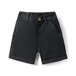 Babyhug Mid Thigh Denim Washed Shorts With Stretch - Black-picture-26