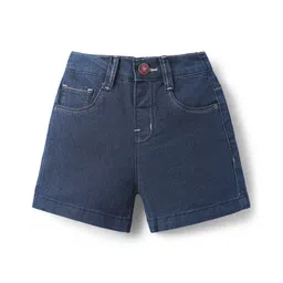 Babyhug Mid Thigh Denim Washed Shorts With Stretch - Navy Blue-picture-16