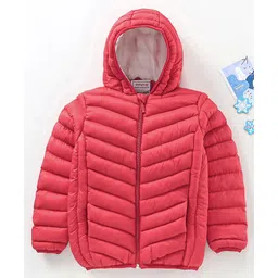 Babyhug Nylon Polyester Full Sleeves Solid Color Hooded Heavy Winter Jacket - Red-image-11