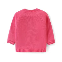 Babyhug Organic Cotton Knit Full Raglan Sleeves Striped Sweater Set & Cap - Light Pink image 3