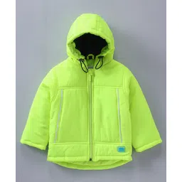 Babyhug Polyester Woven Full Sleeves Winter Jacket Solid - Lime-image-6
