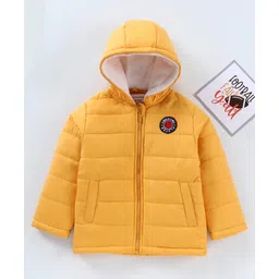 Babyhug Polyester Woven Full Sleeves Winter Jacket Solid - Yellow-image-0