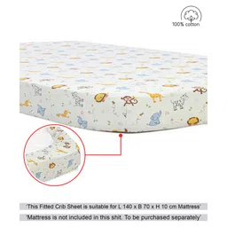 Babyhug Premium 100% Cotton Fitted Crib Sheet Jungle Print Large - Green-image-33