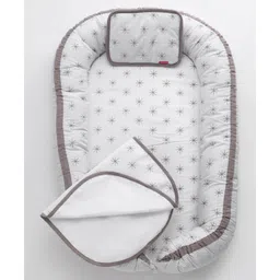 Babyhug Premium 3 Piece Baby Nest Gadda Set With Diaper Changing Mat - Grey-image-40