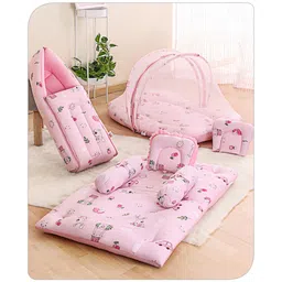Babyhug Premium Bedding Super Saver Combo Set of 3 Dino Print - Pink-image-20