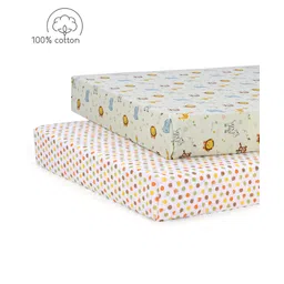 Babyhug Premium Cotton Flat Crib Sheets Set of 2 - Jungle Safari Theme-image-13