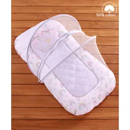 Babyhug Premium Cotton Gadda Set With Mosquito Net Princess Theme - Multicolor-picture-24