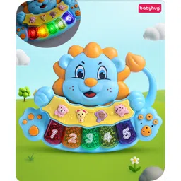 Babyhug Premium Musical Lion Piano Toy With Flashing Light Sound Effects of Animal - Sky Blue-image-35