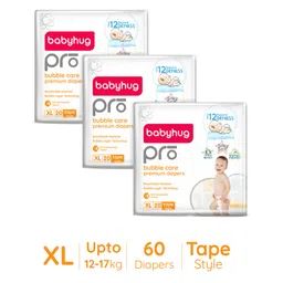 Babyhug Pro Bubble care premium Tape Style Diaper Extra Large - 20 Pieces -(Pack of 3)-picture-22
