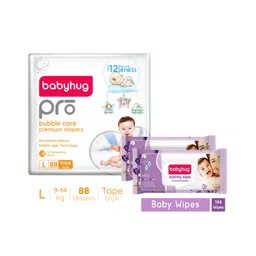 Babyhug Pro Bubble care premium Tape Style Diaper Large - 88 Pieces & Babyhug Soothing Lavender & Chamomile Wipes - 72 Pieces -(Pack of 2)-picture-34