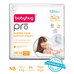 Babyhug Pro Bubble Care Premium Tape Style Diaper New Born (NB) Size - 86 Pieces-picture-11