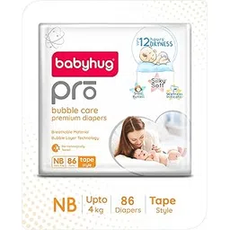 babyhug Pro Bubble Care Premium Tape Style Diaper New Born (Nb) Size - 86 Pieces,Unisex,1 Count-picture-10