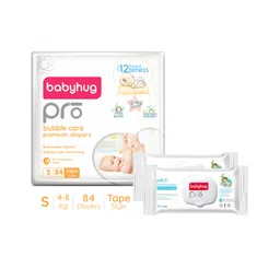 Babyhug Pro Bubble care premium Tape Style Diaper Small - 84 Pieces & Babyhug Pro pH 55 Moisture Balance Bamboo Wipes - 72 pieces -(Pack of 2)-picture-37