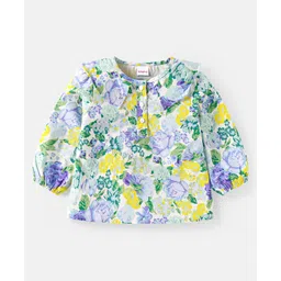 Babyhug Rayon Woven Full Sleeves Top With Floral Print - Yellow-image-8