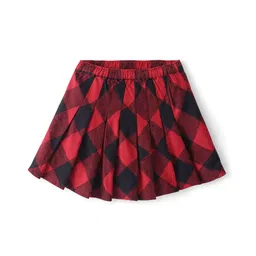 Babyhug Rayon Woven Mid Thigh Length Checks Skirt with Lining - Red-picture-24