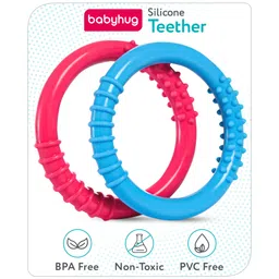 Babyhug Ring Silicone Teether- Blue & Pink-picture-28
