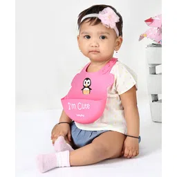 Babyhug  Silicone Bib Penguin Print - Pink-picture-18