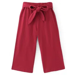 Babyhug Single Jersey Cotton Knit Full Length Culottes Solid Colour - Maroon-picture-15