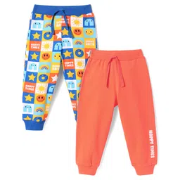 Babyhug Single Jersey Knit Full Length Printed Lounge Pants Pack of 2 - Peach & Blue-picture-12