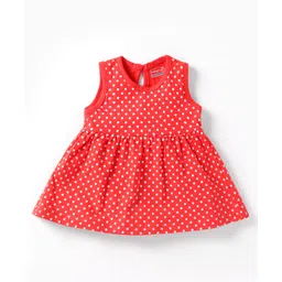 Babyhug Single Jersey Knit Sleeveless Frock With Heart Print - Navy Blue-picture-14