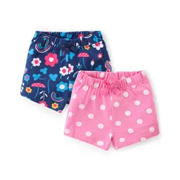 Babyhug Single Jersey Mid Thigh Length Shorts With Floral Print Pack of 2- Multicolour-picture-24