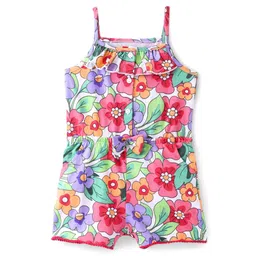 Babyhug Single Jersey Sleeveless Jumpsuit Floral Print - Multicolour-picture-33
