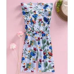 Babyhug Sleeveless Jumpsuit Floral Print - Blue image 2