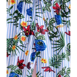 Babyhug Sleeveless Jumpsuit Floral Print - Blue image 3