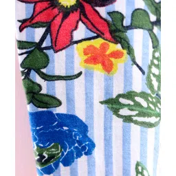 Babyhug Sleeveless Jumpsuit Floral Print - Blue image 4