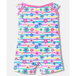 Babyhug Sleeveless Legged Swimsuit Floral Print - Blue & Pink-picture-22