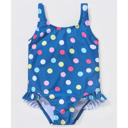 Babyhug Sleeveless V Cut Swimsuit Polka Dot Pattern - Navy-picture-12