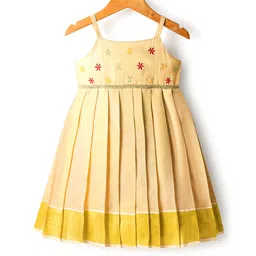 Babyhug South Cotton Woven Sleeveless Ethnic Dress with Floral Yoke Embroidery & Lace Detailing - Cream-picture-10