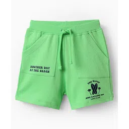 Babyhug Terry Cotton Knit Knee Length Shorts With Text Print - Light Green-picture-10